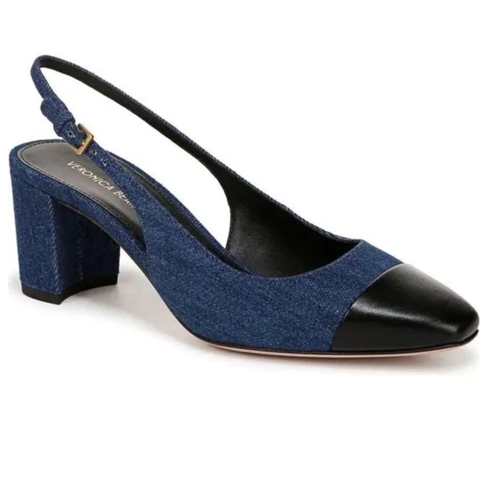 Veronica Beard Cecile Denim Cap Toe Slingback Pump NEW